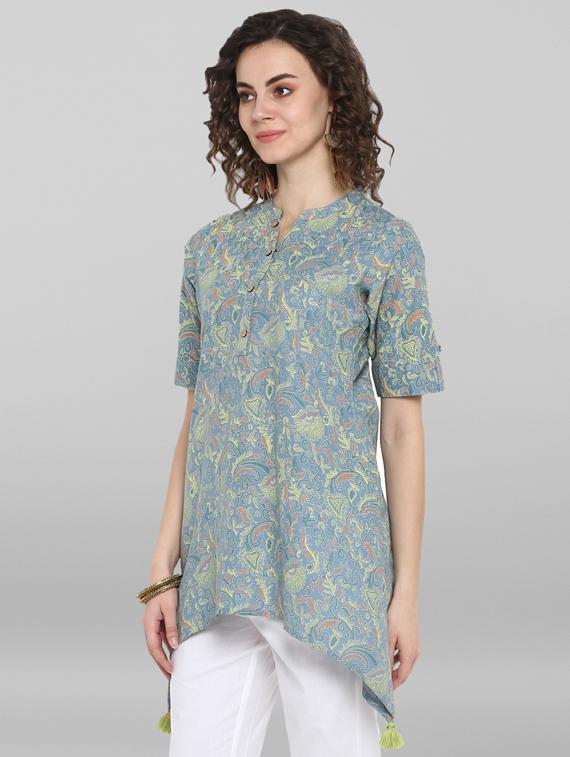 mandarin neck asymmetric tunic - 17103703 - Zoom Image - 2