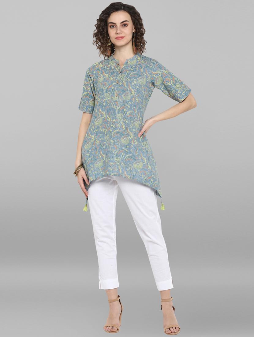 mandarin neck asymmetric tunic - 17103703 - Zoom Image - 4