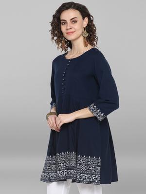 solid a-line kurti - 17103708 - Standard Image - 2
