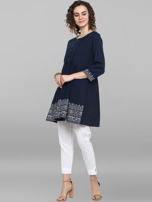 solid a-line kurti - 17103708 - Standard Image - 4