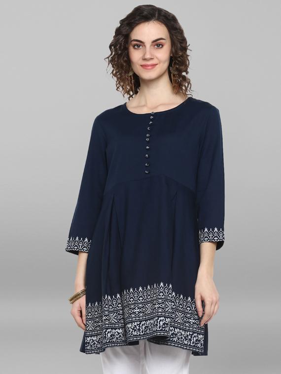 solid a-line kurti - 17103708 - Zoom Image - 1