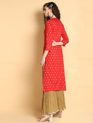 printed straight kurta skirt set - 17103780 - Standard Image - 3