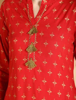 printed straight kurta skirt set - 17103780 - Standard Image - 5