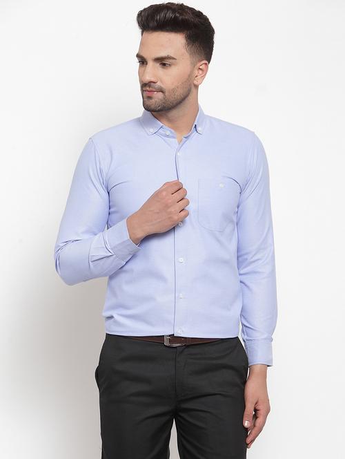 blue solid formal shirt - 17104321 - Standard Image - 1