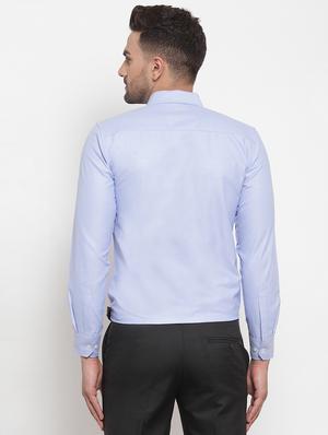 blue solid formal shirt - 17104321 - Standard Image - 3