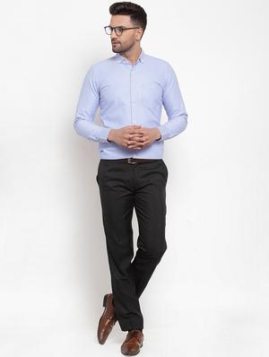 blue solid formal shirt - 17104321 - Standard Image - 4