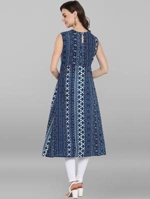 indigo flared kurta - 17104516 - Standard Image - 3