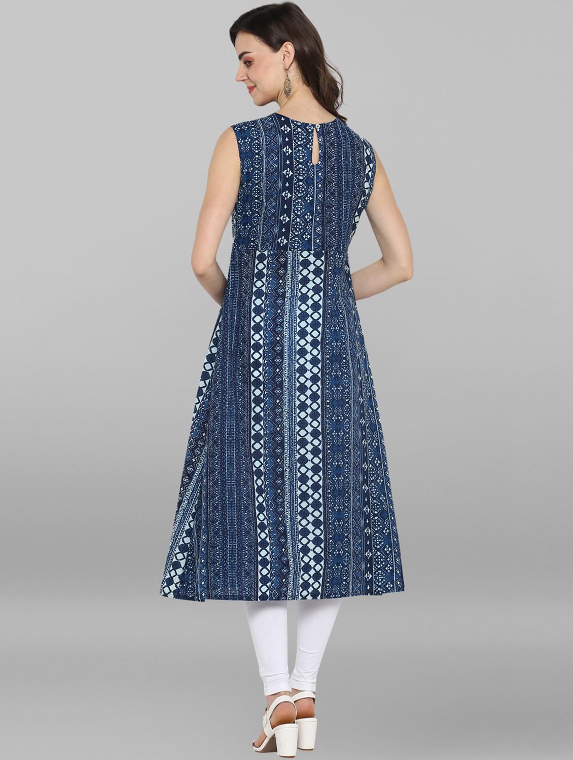 indigo flared kurta - 17104516 - Zoom Image - 3