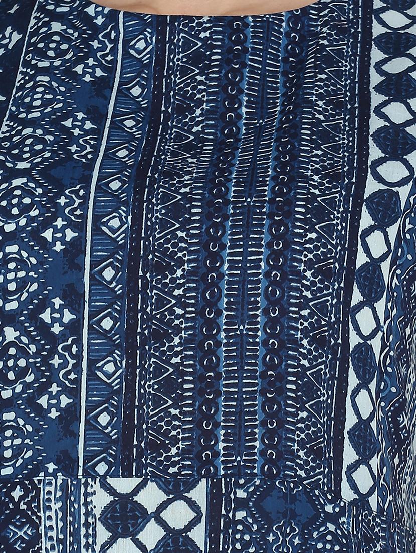 indigo flared kurta - 17104516 - Zoom Image - 4