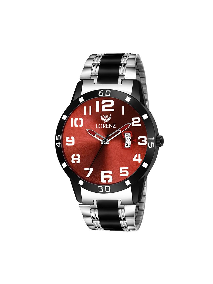 lorenz two tone chain & maroon dial watch for men | watch for boys | mk-3054k - 17104519 - Zoom Image - 1