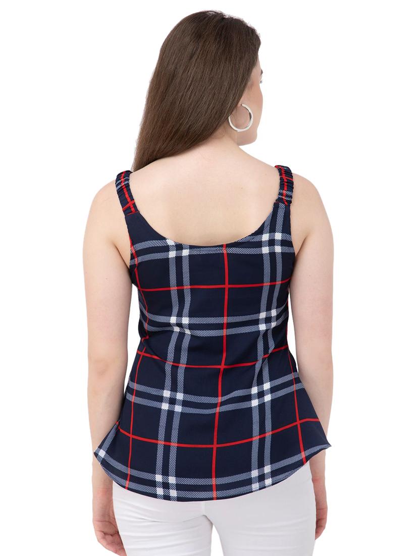 tie front checkered peplum top - 17104948 - Zoom Image - 3