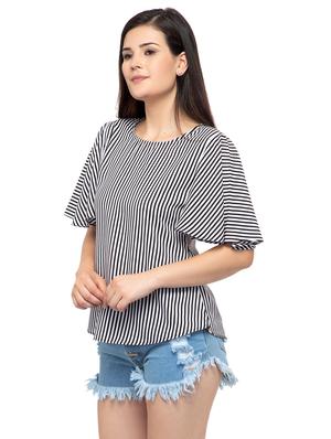 flutter sleeves striped top - 17104974 - Standard Image - 2