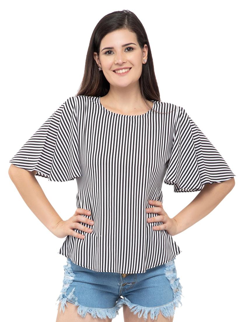 flutter sleeves striped top - 17104974 - Zoom Image - 1