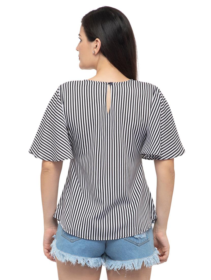 flutter sleeves striped top - 17104974 - Zoom Image - 3