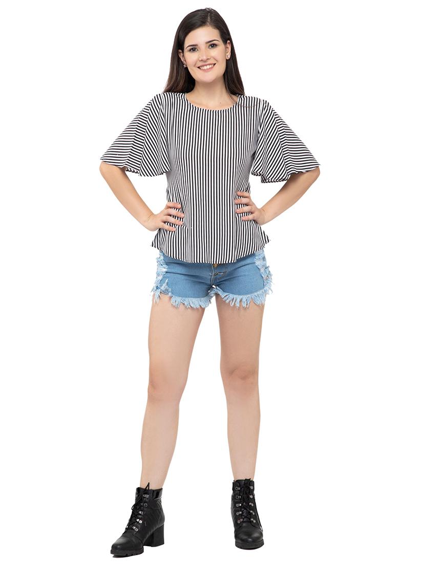 flutter sleeves striped top - 17104974 - Zoom Image - 4