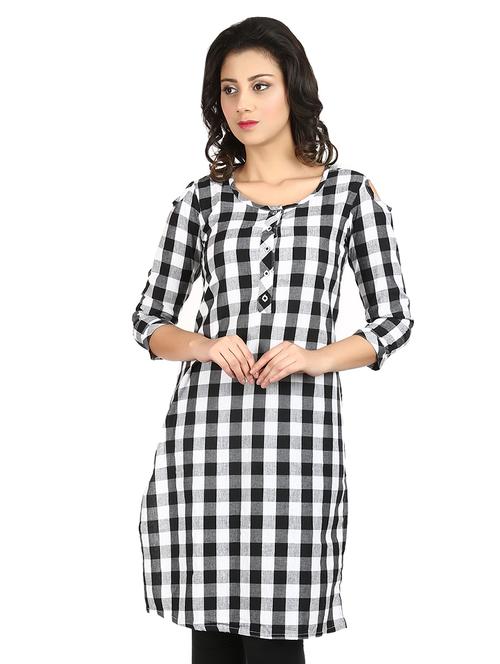 checkered straight kurta - 17105136 - Standard Image - 1