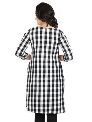checkered straight kurta - 17105136 - Standard Image - 3