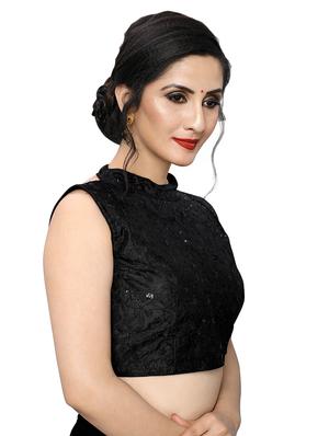 black art silk embroidered blouse - 17105228 - Standard Image - 2