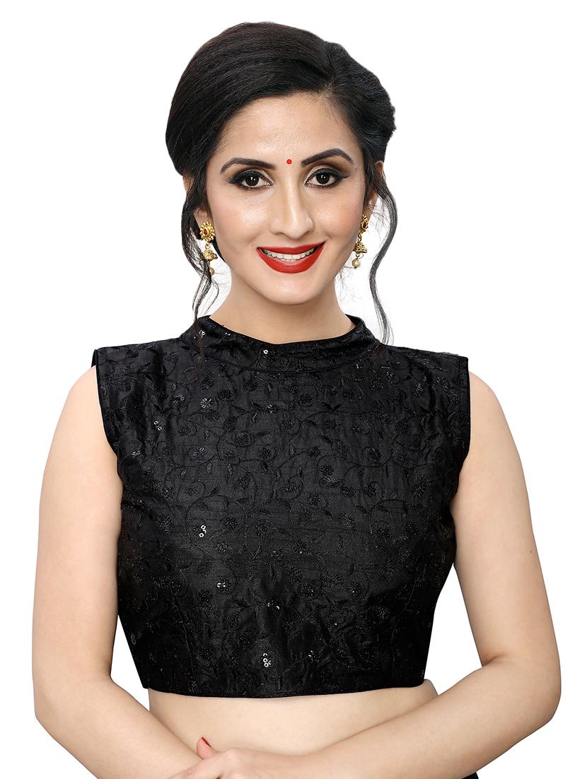 black art silk embroidered blouse - 17105228 - Zoom Image - 1