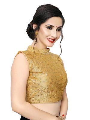 gold art silk embroidered blouse - 17105229 - Standard Image - 2