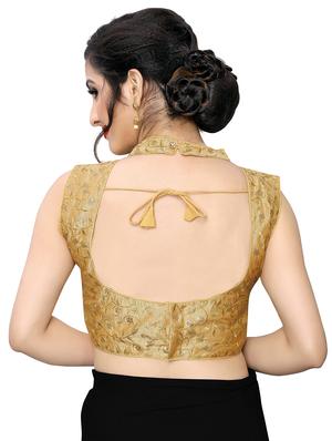 gold art silk embroidered blouse - 17105229 - Standard Image - 3