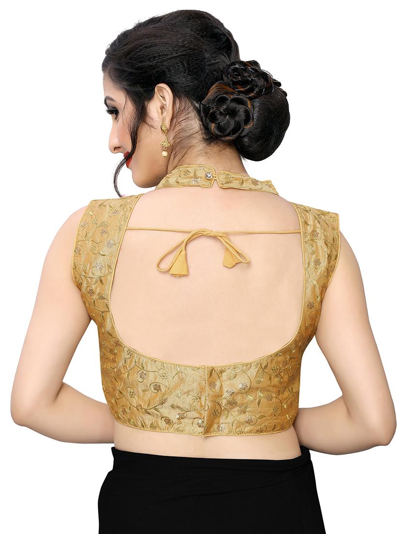 gold art silk embroidered blouse - 17105229 - Zoom Image - 3