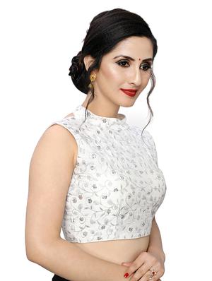 white art silk embroidered blouse - 17105230 - Standard Image - 2