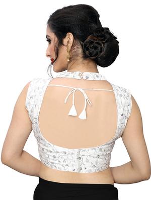 white art silk embroidered blouse - 17105230 - Standard Image - 3