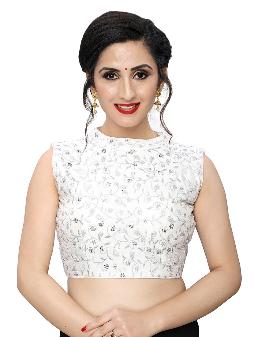white art silk embroidered blouse - 17105230 - Zoom Image - 1