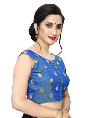 blue art silk embroidered blouse - 17105232 - Standard Image - 2