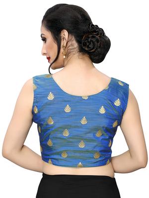 blue art silk embroidered blouse - 17105232 - Standard Image - 3