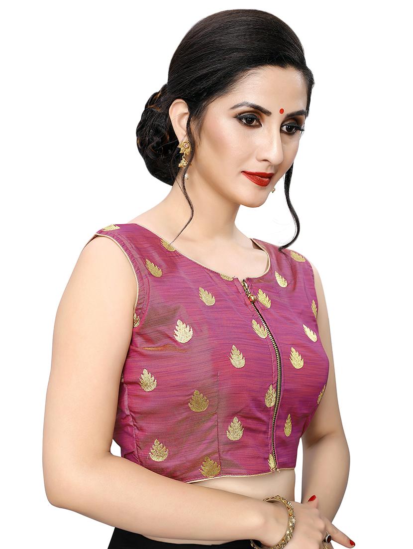 purple art silk embroidered blouse - 17105241 - Zoom Image - 2