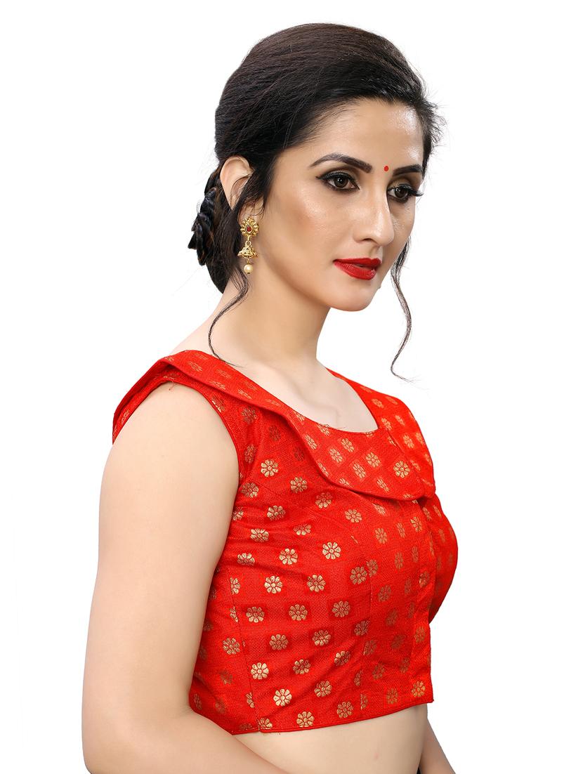 red jacquard blouse - 17105307 - Zoom Image - 2