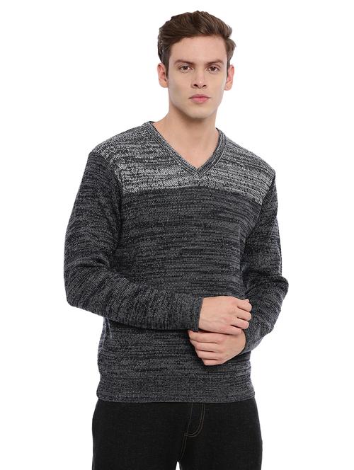 grey color block pullover - 17105499 - Very Small Image - 1