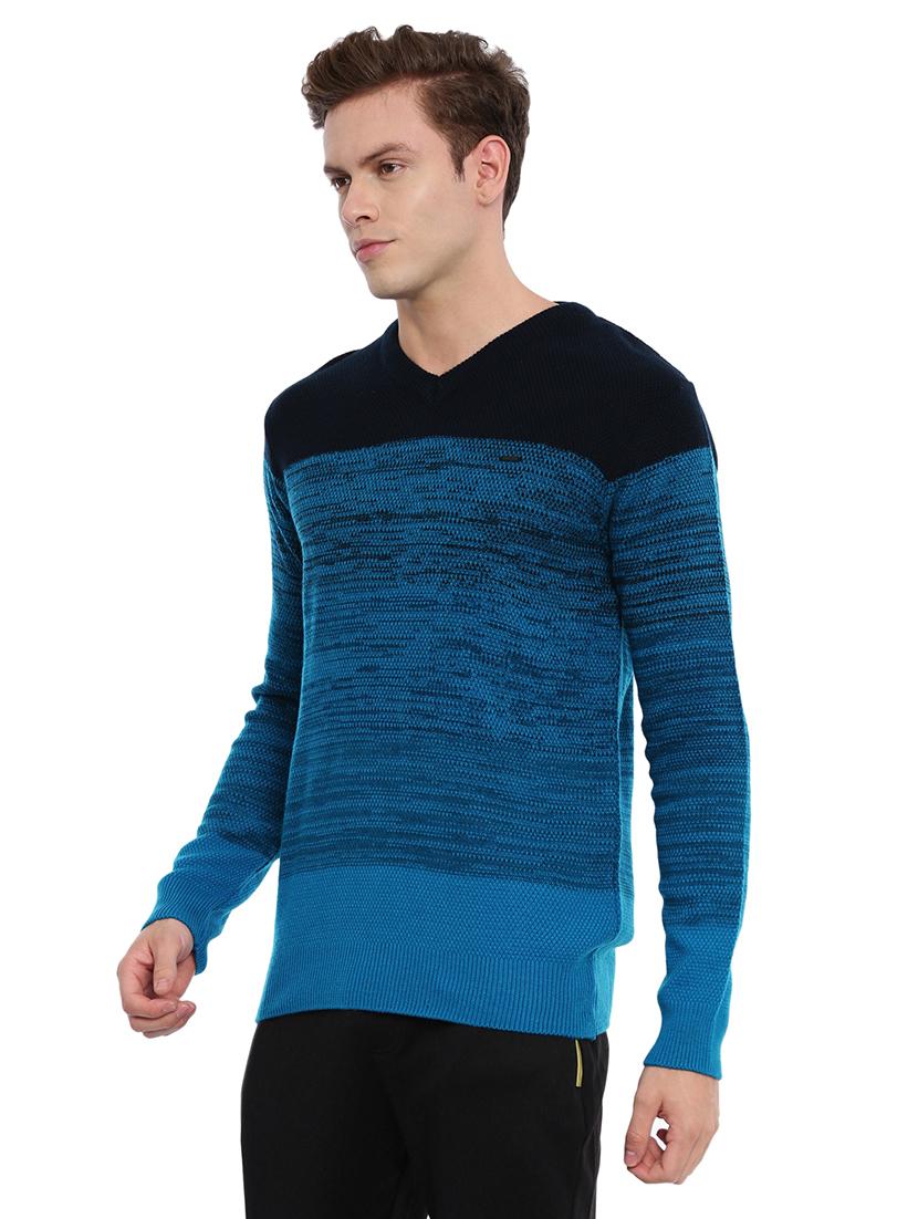 blue color block pullover - 17105500 - Zoom Image - 2