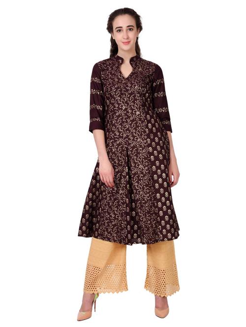 foil print a-line kurta - 17106640 - Very Small Image - 1