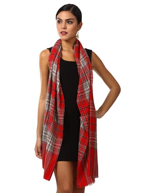 red wool blend stole - 17106967 - Very Small Image - 1
