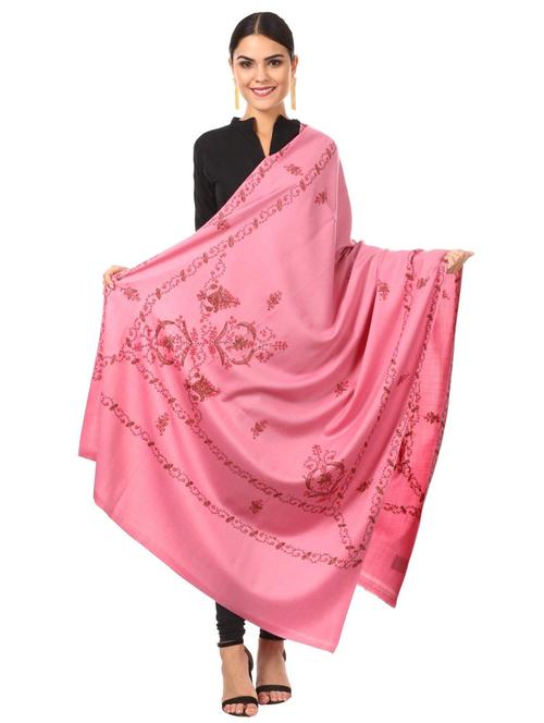 pink wool embroidered shawl - 17107068 - Very Small Image - 1