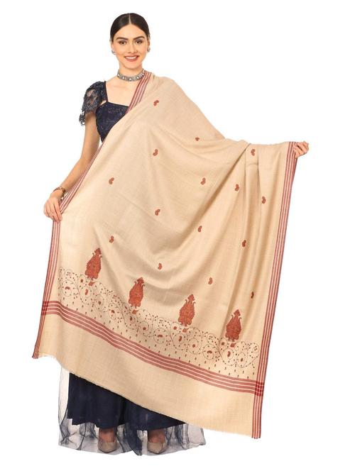 beige woolen shawl - 17107223 - Very Small Image - 1