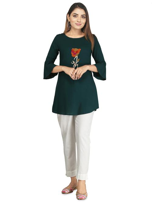 teal rayon kurta pant set - 17107505 - Standard Image - 1