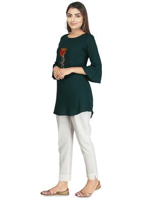 teal rayon kurta pant set - 17107505 - Standard Image - 2