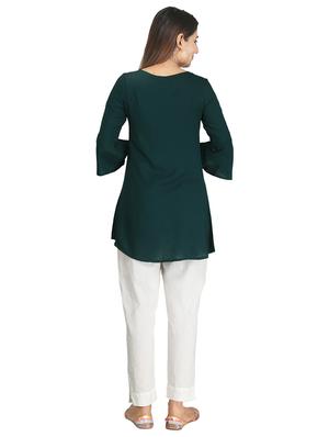 teal rayon kurta pant set - 17107505 - Standard Image - 3