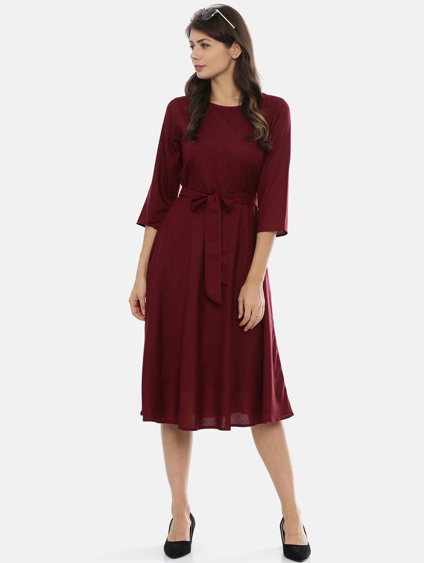 tie front solid a-line dress - 17107544 - Zoom Image - 2