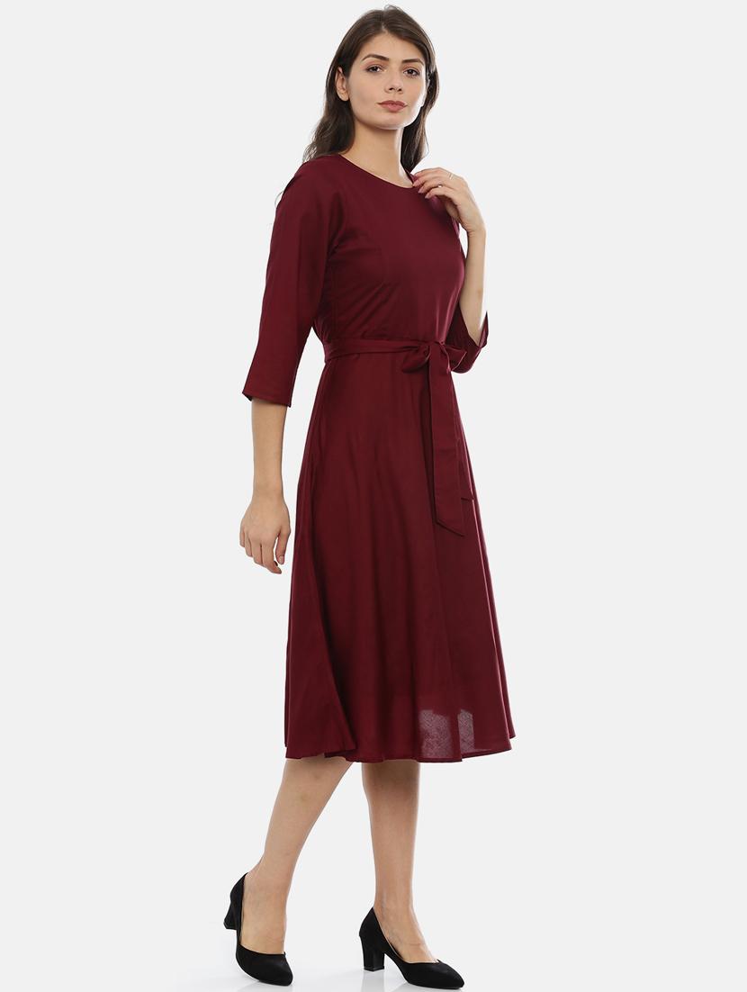 tie front solid a-line dress - 17107544 - Zoom Image - 3