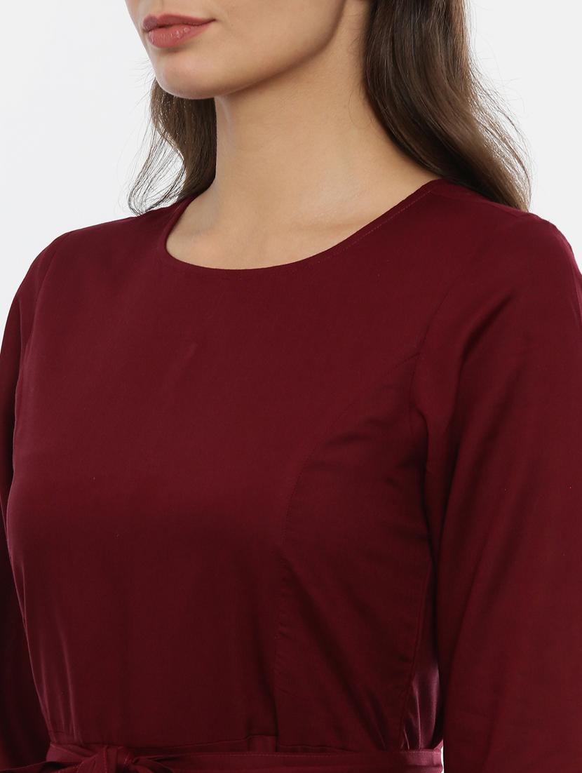 tie front solid a-line dress - 17107544 - Zoom Image - 5