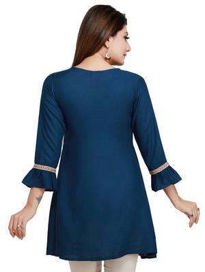 solid flared kurti - 17108769 - Standard Image - 3