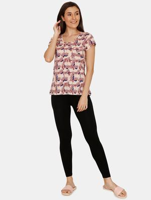 round neck lounge wear tee - 17108907 - Standard Image - 4