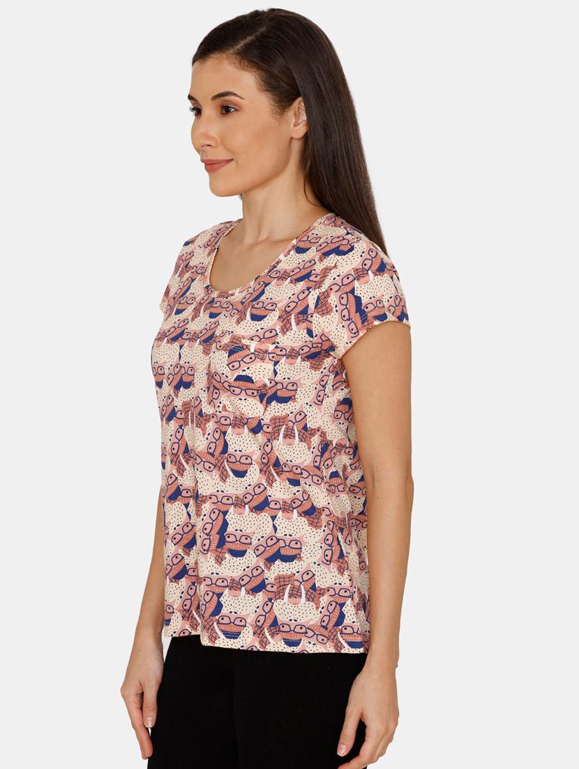 round neck lounge wear tee - 17108907 - Zoom Image - 2
