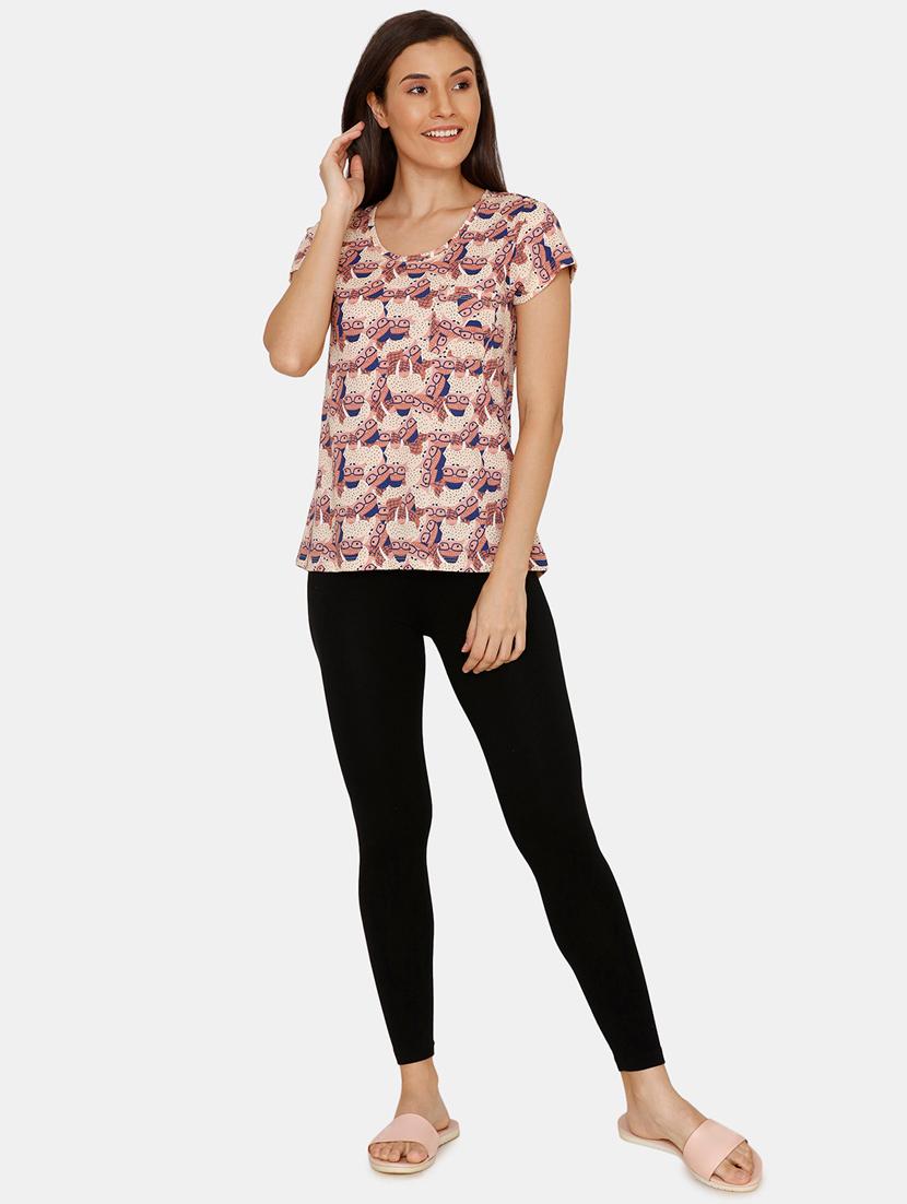 round neck lounge wear tee - 17108907 - Zoom Image - 4