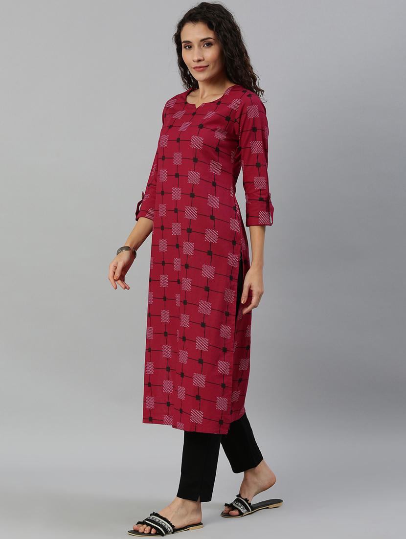 printed straight kurta - 17108985 - Zoom Image - 2
